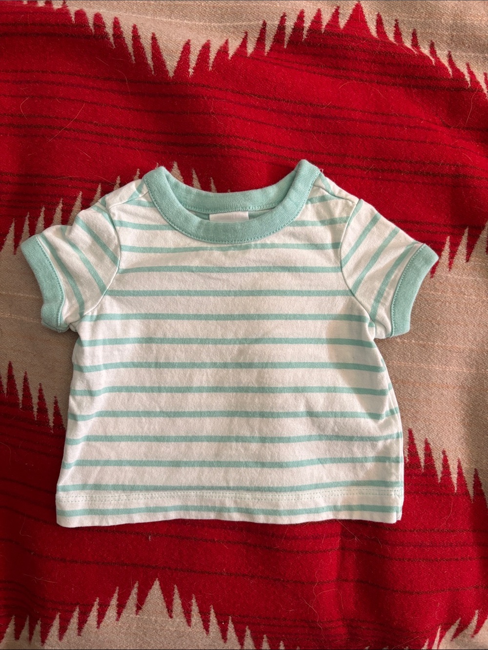 Hanna Andersson 0-3mo 50cm Mint Stripe Short Sleeve Tee